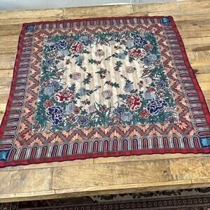 Vintage Oscar De La Renta Floral Print 100% Silk Women's Scarf 32" x 32"